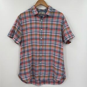 Grayers Clothiers Plaid Short Sleeve Button-Down Shirt | Pink & Blue | Large